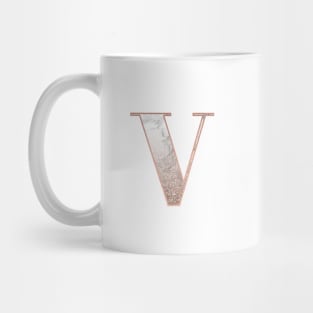 Monogram rose gold glitter marble V Mug